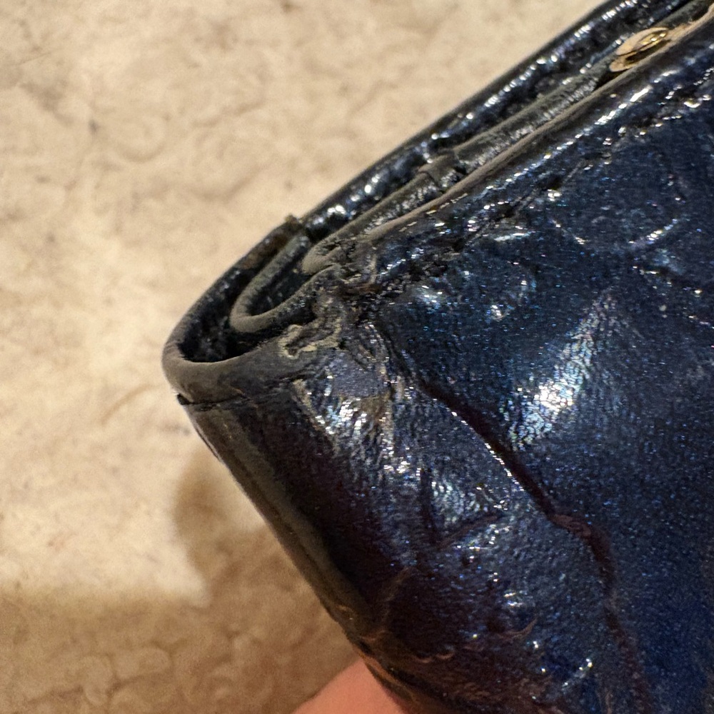 RARE Vivienne Westwood Dark Blue/Navy Genuine Patent Leather Trifold Wallet - Picture 3 of 10
